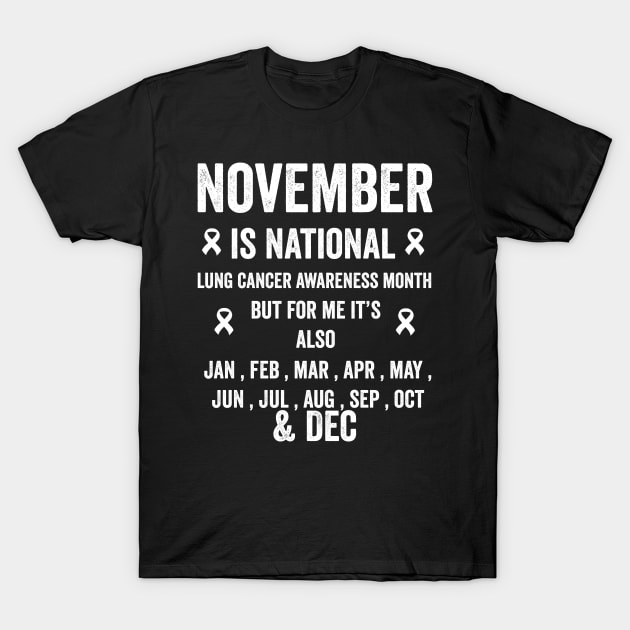 November is national lung cancer awareness month but for me - lung cancer support T-Shirt by Merchpasha1